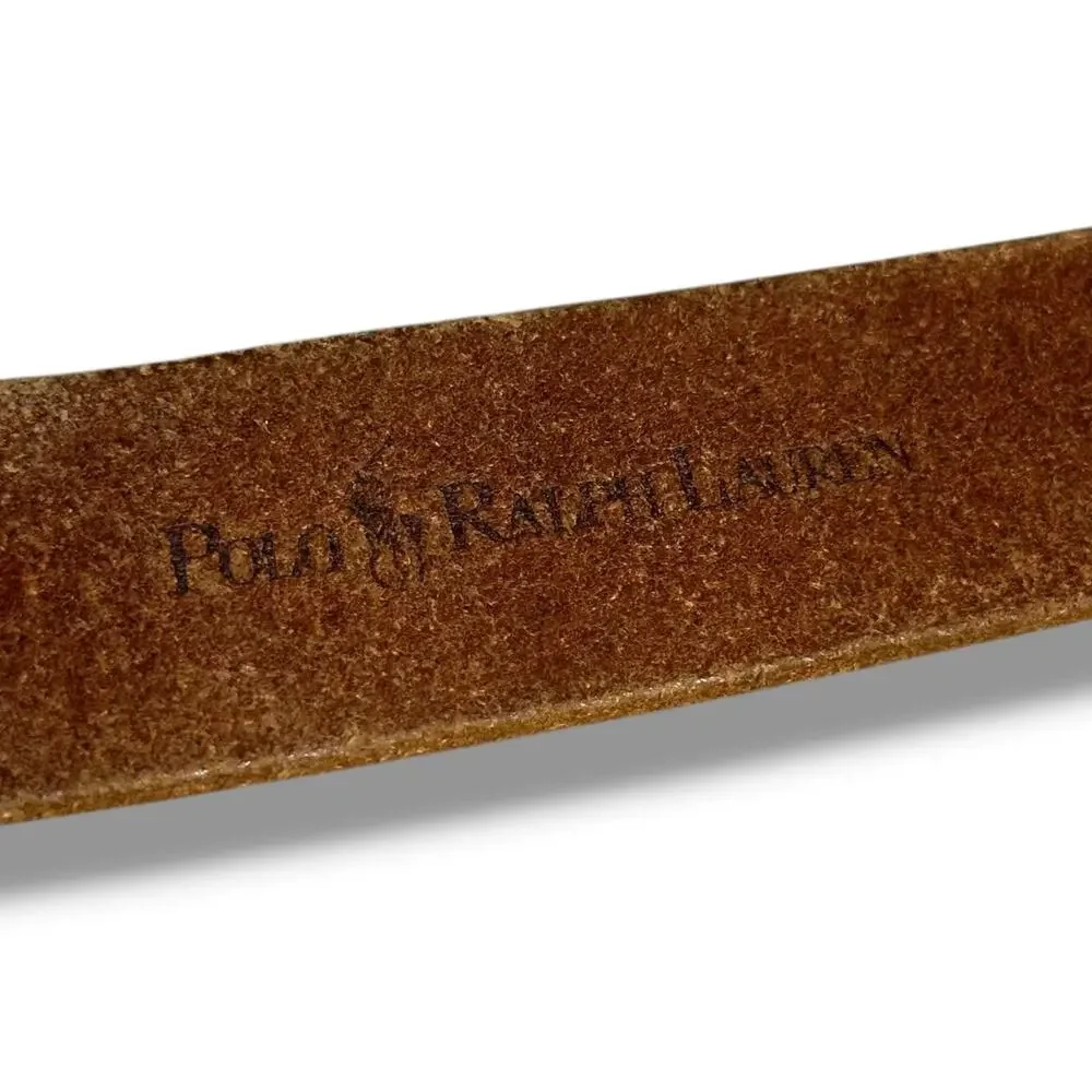 Vintage 90s Y2K Polo Ralph Lauren Italian Saddle Leather Belt Brown Brass Sz 34